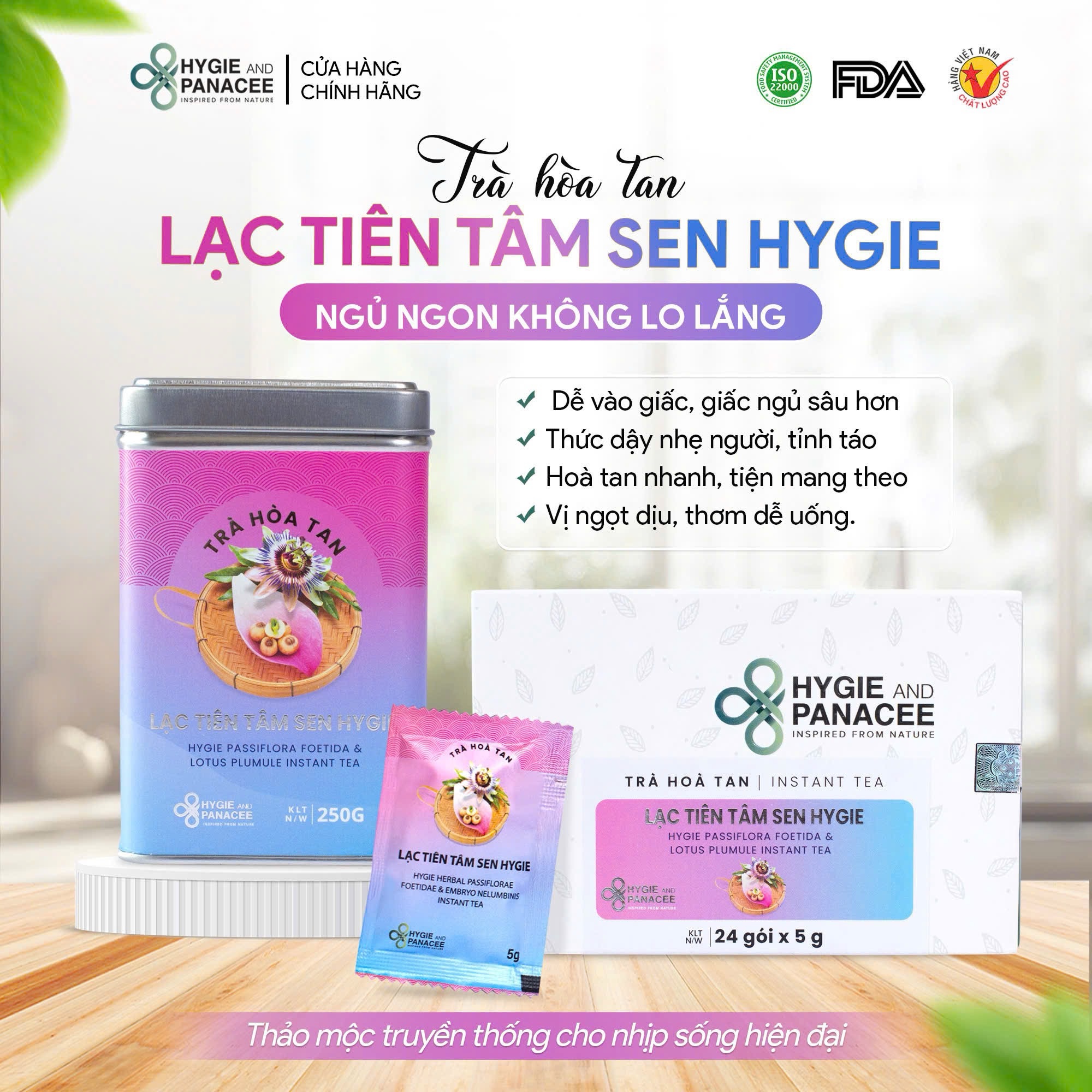 Trà Lạc Tiên Tâm Sen Hygie Hỗ Trợ Ngủ Ngon 120g/150g/250g - Ảnh 2