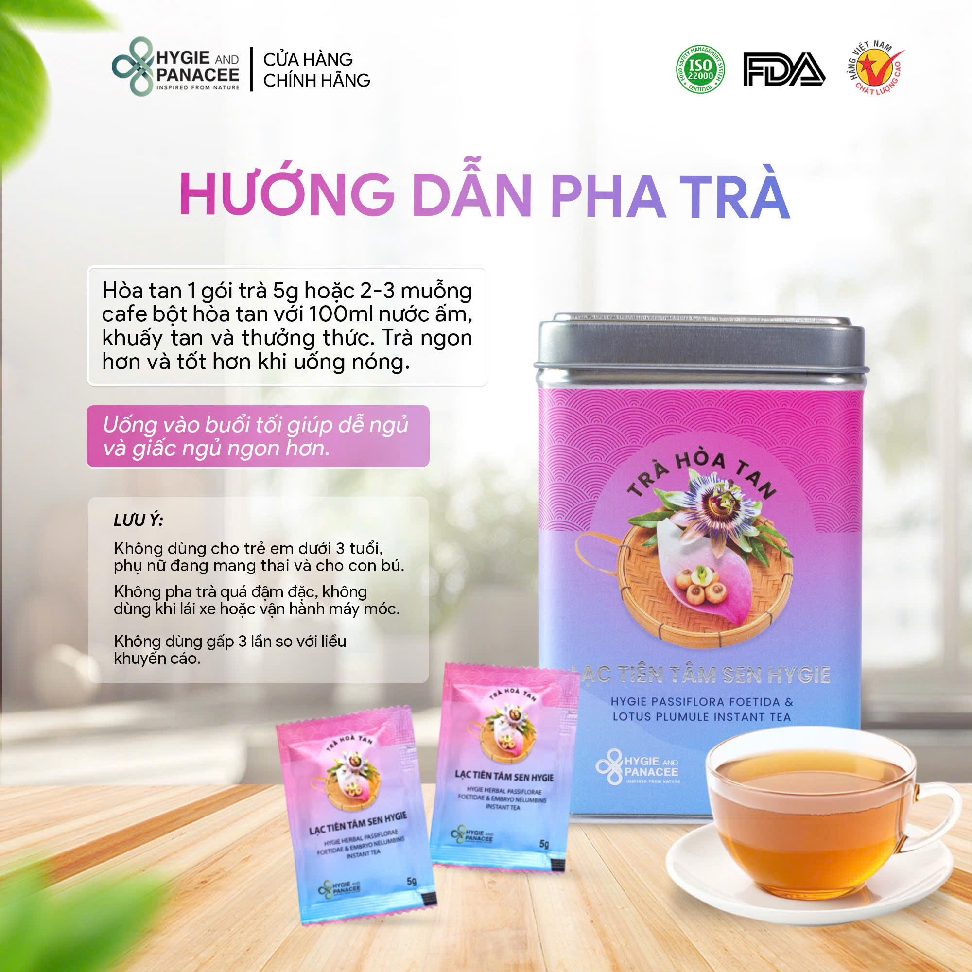 Trà Lạc Tiên Tâm Sen Hygie Hỗ Trợ Ngủ Ngon 120g/150g/250g - Ảnh 4
