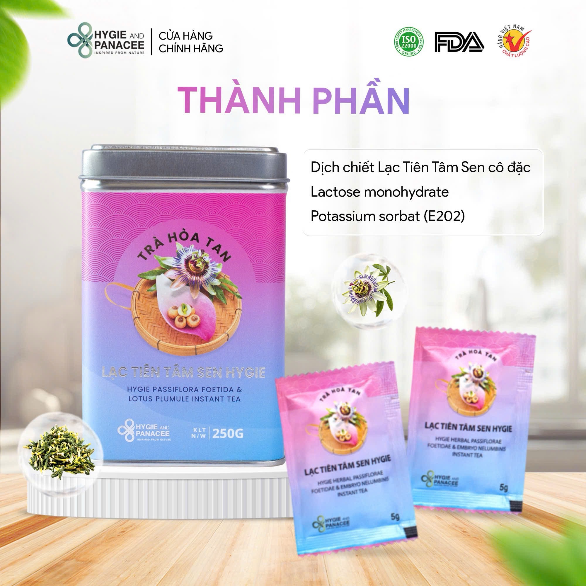 Trà Lạc Tiên Tâm Sen Hygie Hỗ Trợ Ngủ Ngon 120g/150g/250g - Ảnh 3