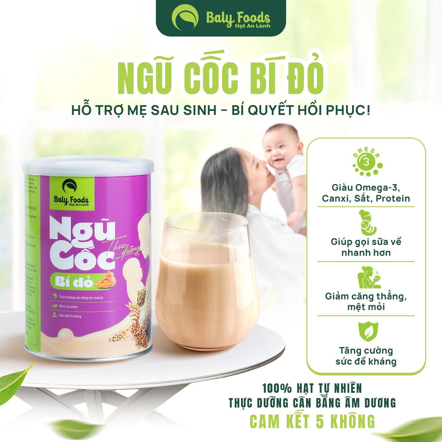 Ngũ Cốc Thực Dưỡng Bí Đỏ Lợi Sữa Balyfoods 500g - Ảnh 2