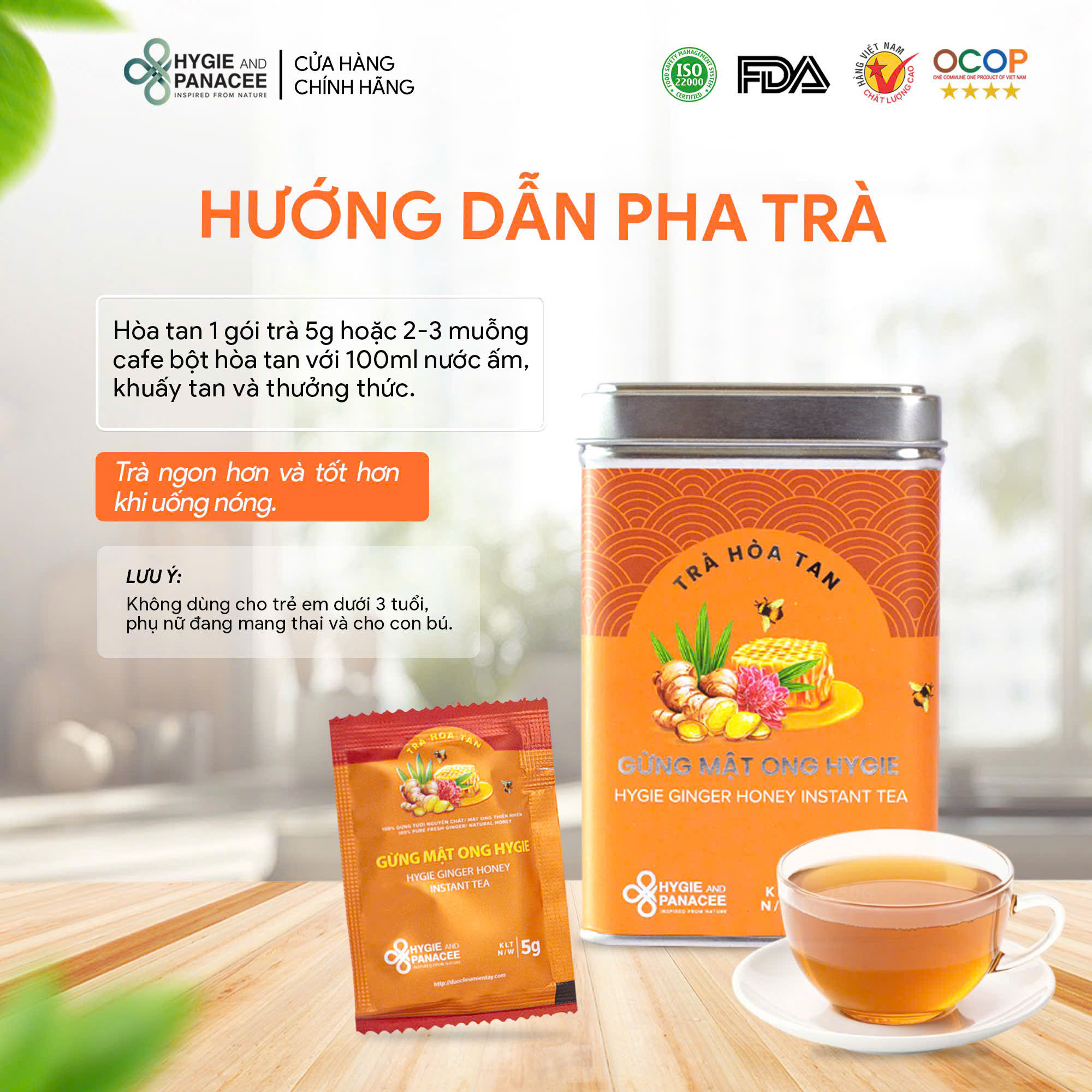 Trà Gừng Mật Ong Hòa Tan Hygie 120g/150g/250g - Ảnh 4