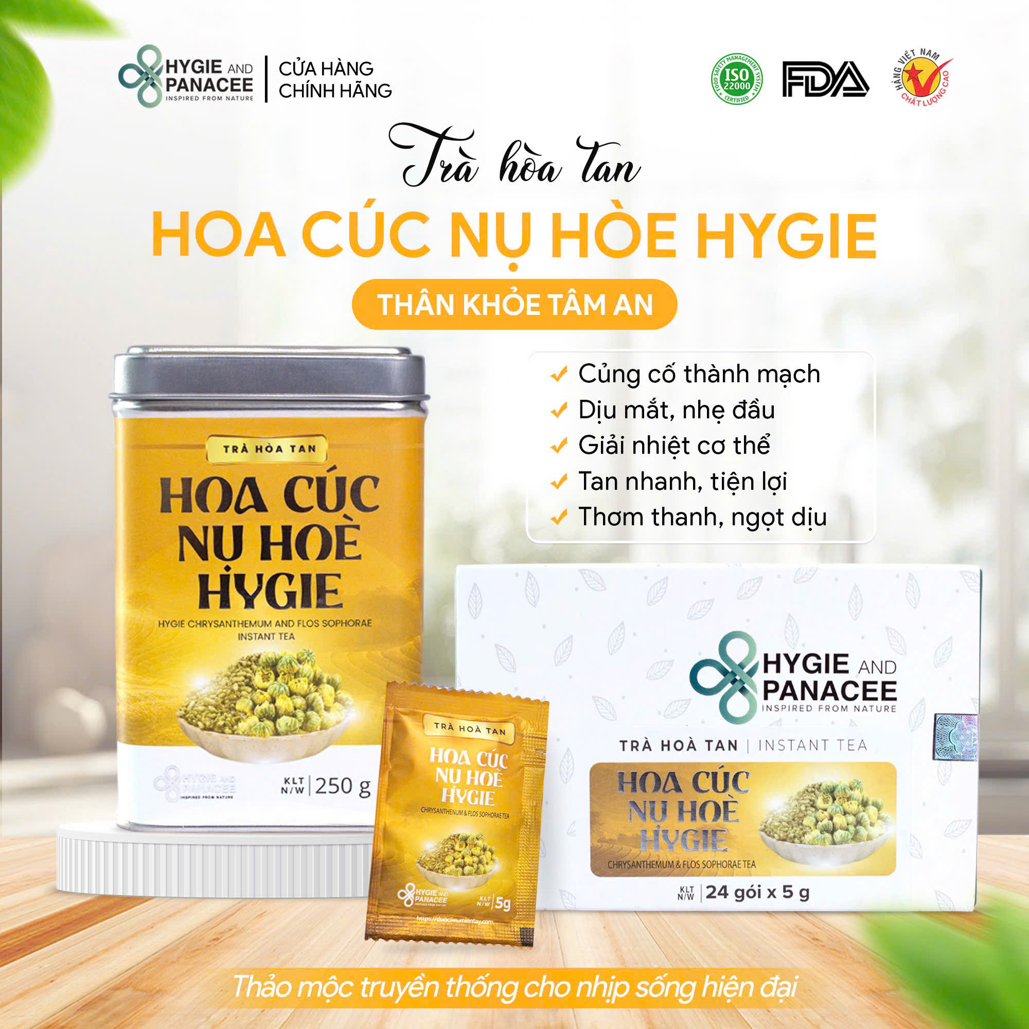 Trà Hoa Cúc Nụ Hòe Hygie Hỗ Trợ Điều Hòa Huyết Áp 120g/150g/250g - Ảnh 2