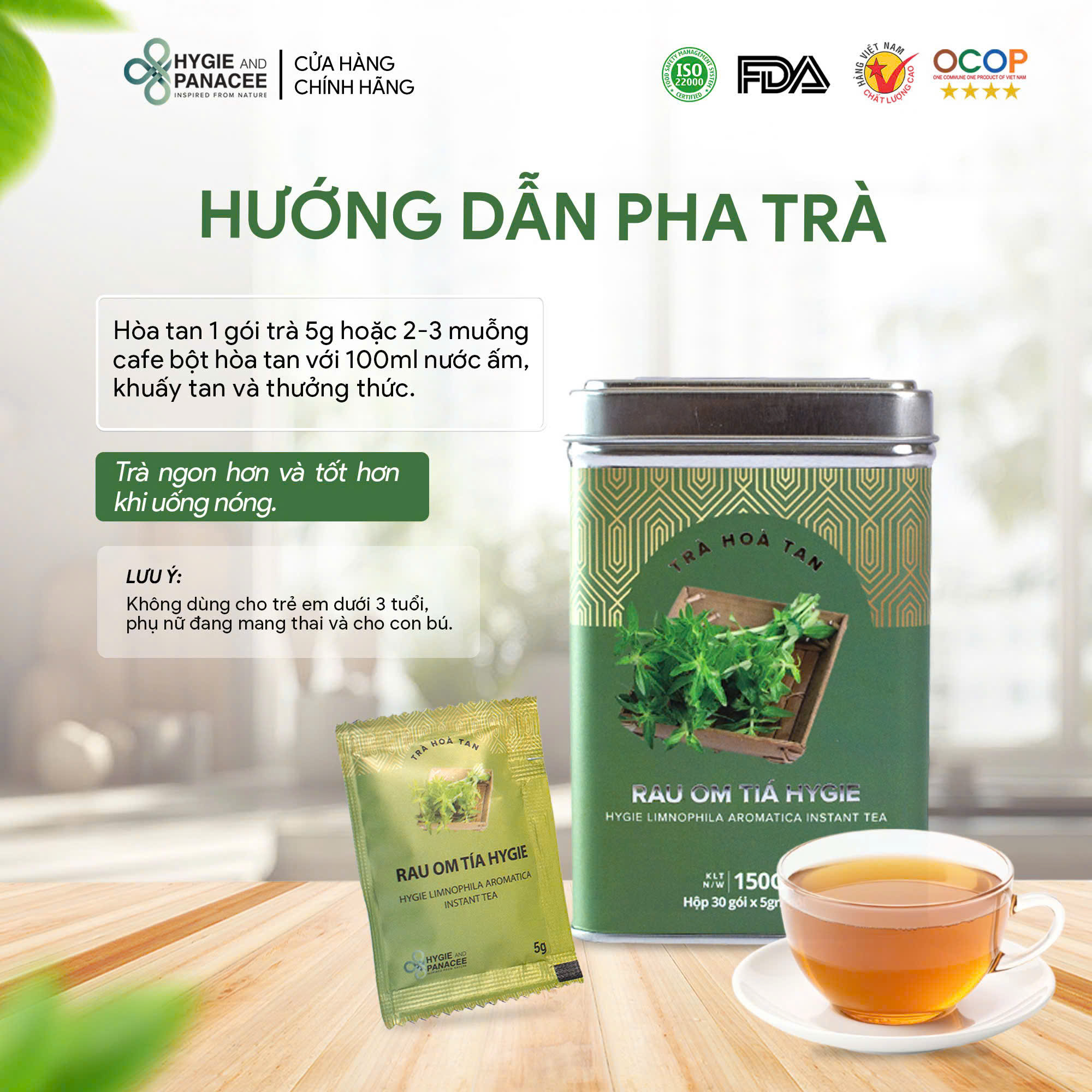 Trà Rau Om Tía Hygie Hỗ Trợ Ngăn Ngừa Sỏi Thận 120g/150g/250g - Ảnh 3